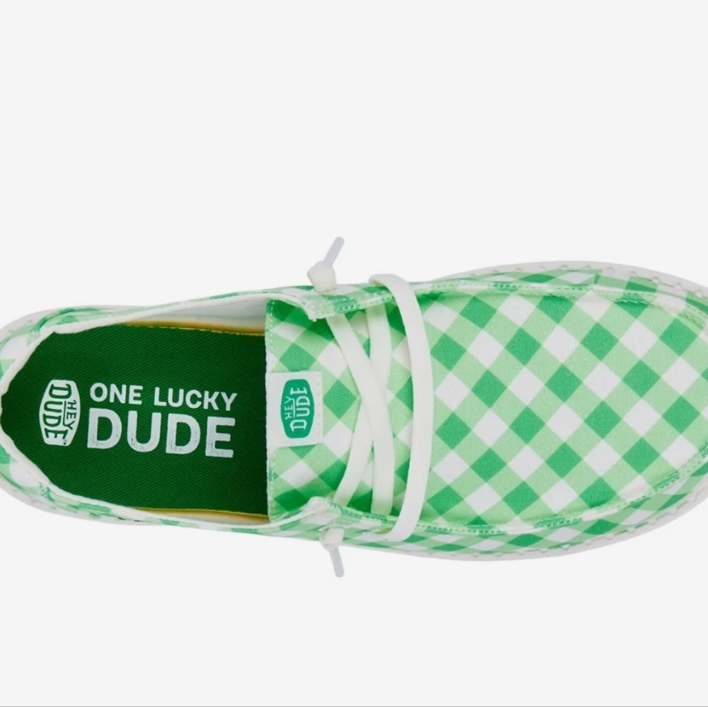 Hey Dude Womens Sneakers in Green Plaid - Picture 2 of 6